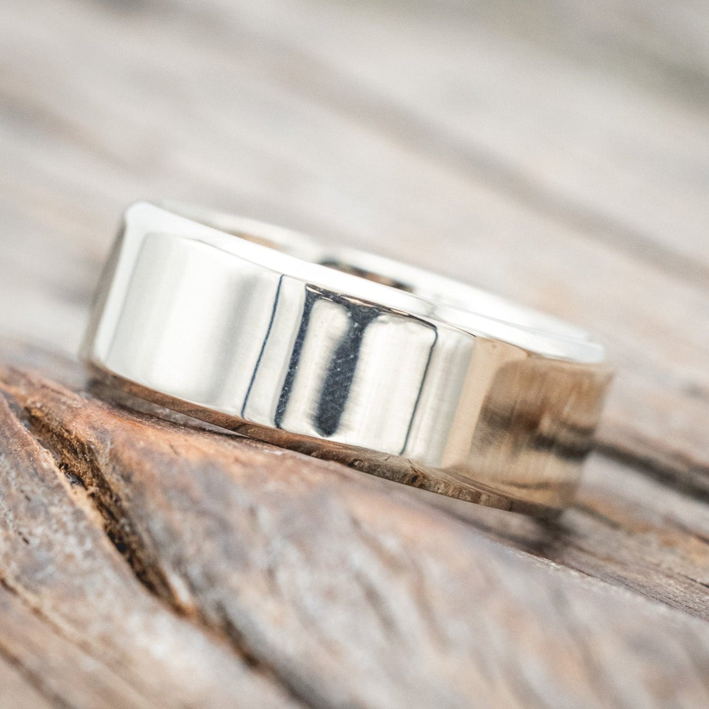 "Hyperion" - Crushed Moss Agate Lined Wedding Band With Custom Finish
