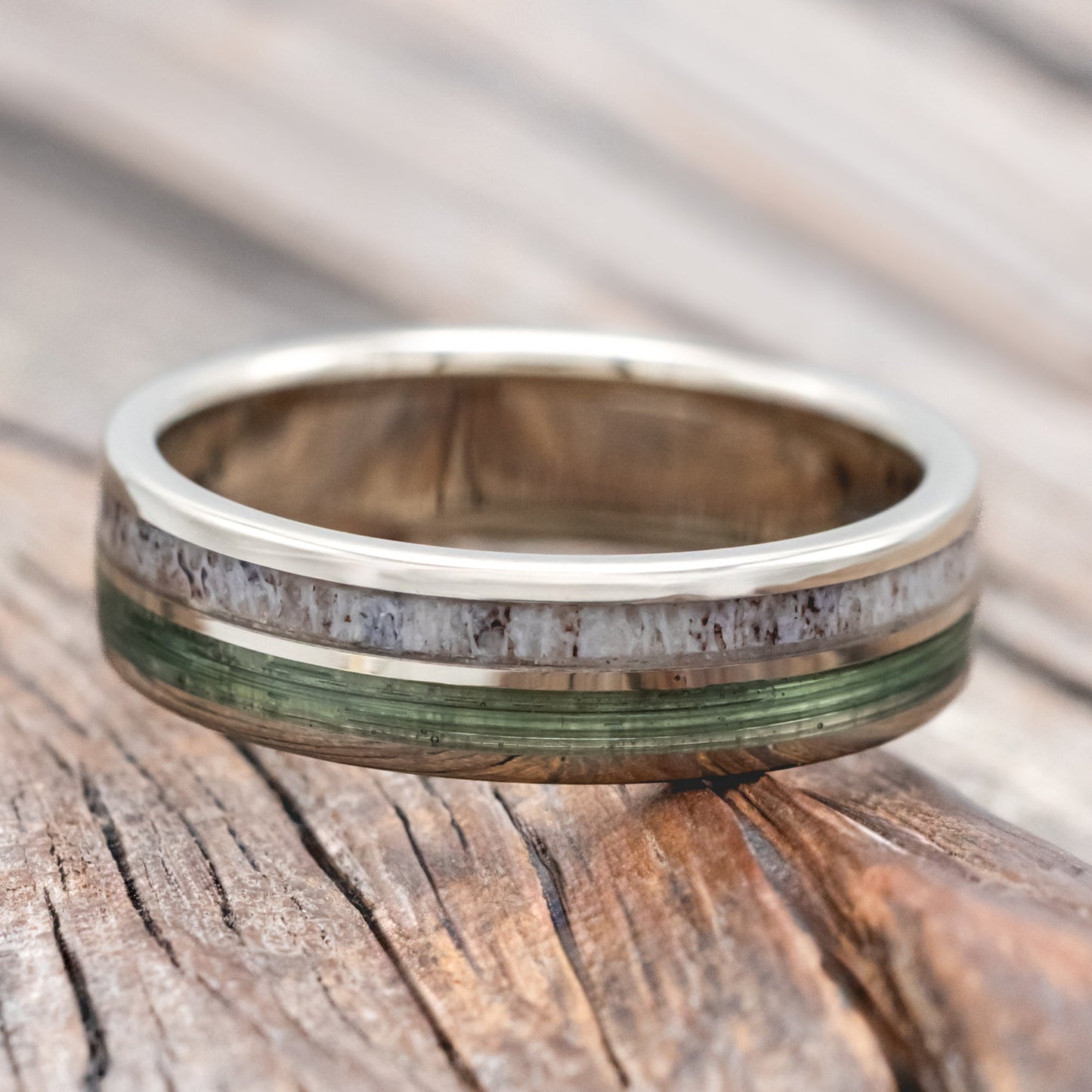 "Dyad" - Antler & Fishing Line Wedding Band