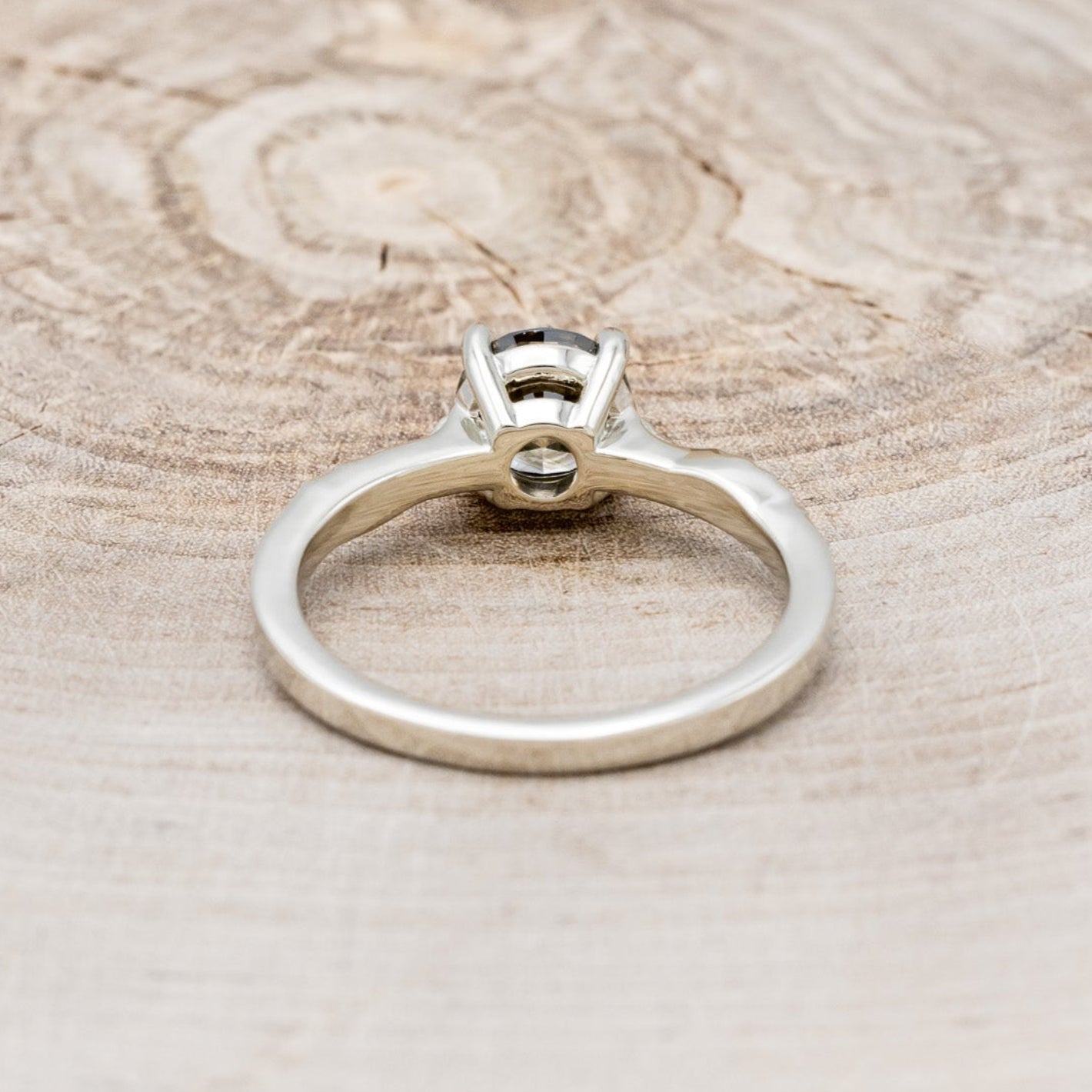 "Hope" - Round Cut Salt & Pepper Diamond Solitaire Engagement Ring With Feather Accents