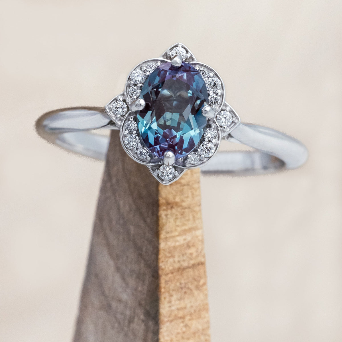 "Jane" - Lab-Grown Alexandrite Engagement Ring With Diamond Accents