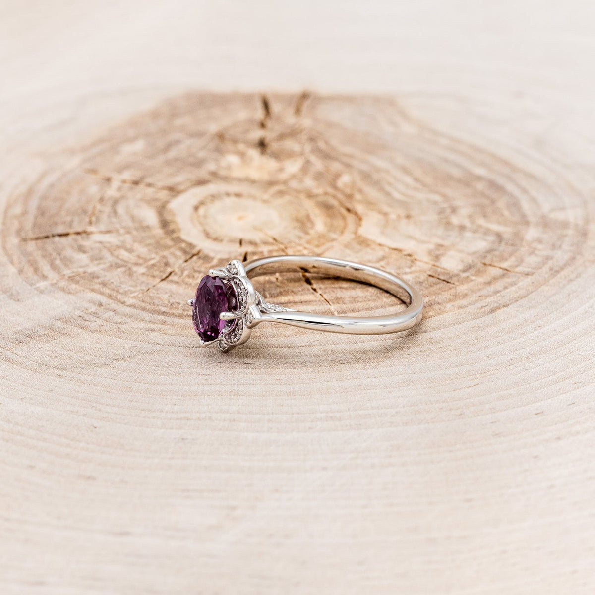 "Jane" - Rhodolite Garnet Engagement Ring With Diamond Accents