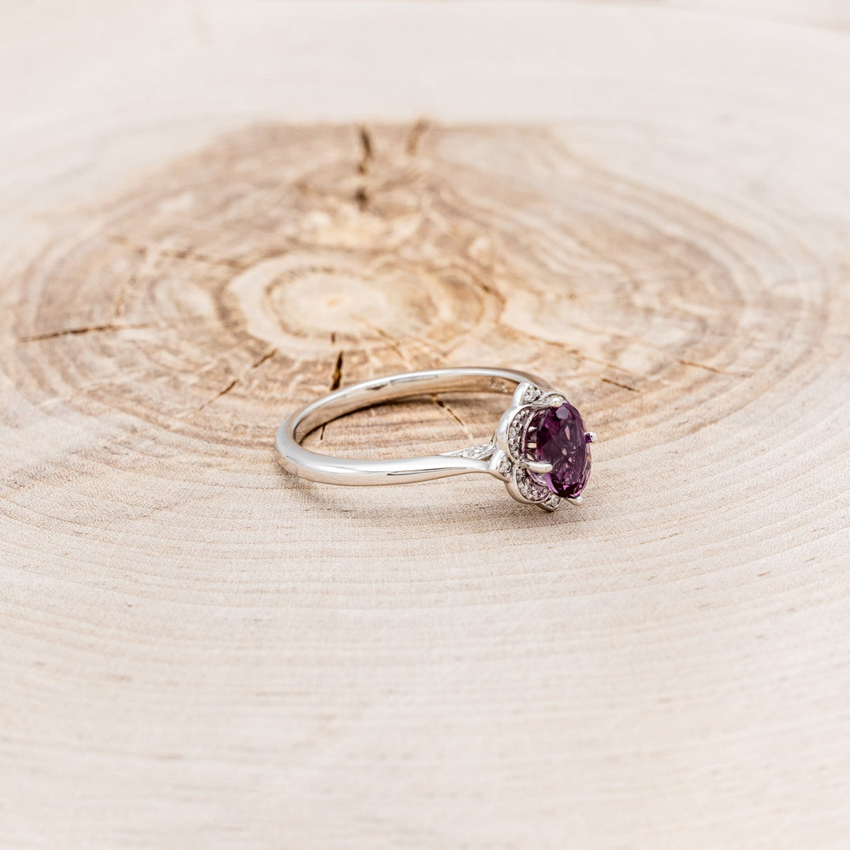 "Jane" - Rhodolite Garnet Engagement Ring With Diamond Accents