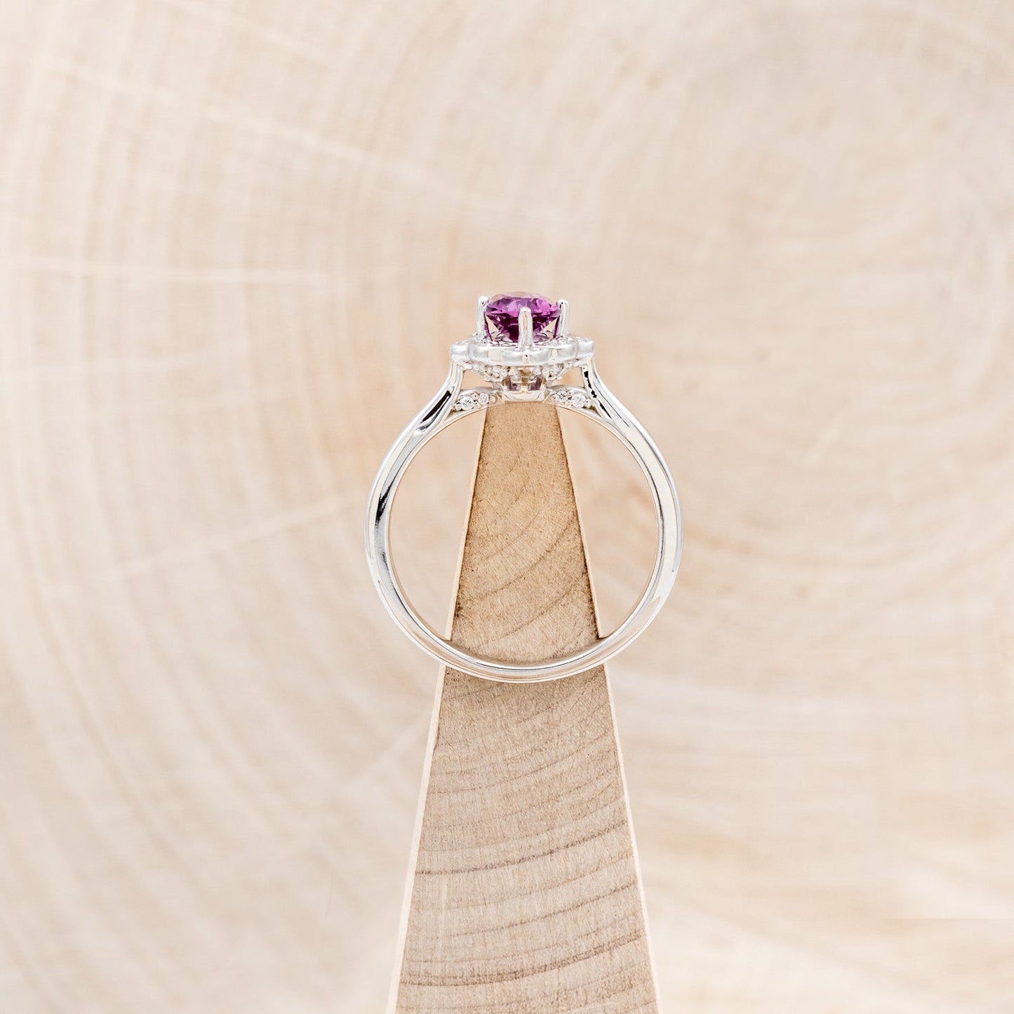 "Jane" - Rhodolite Garnet Engagement Ring With Diamond Accents