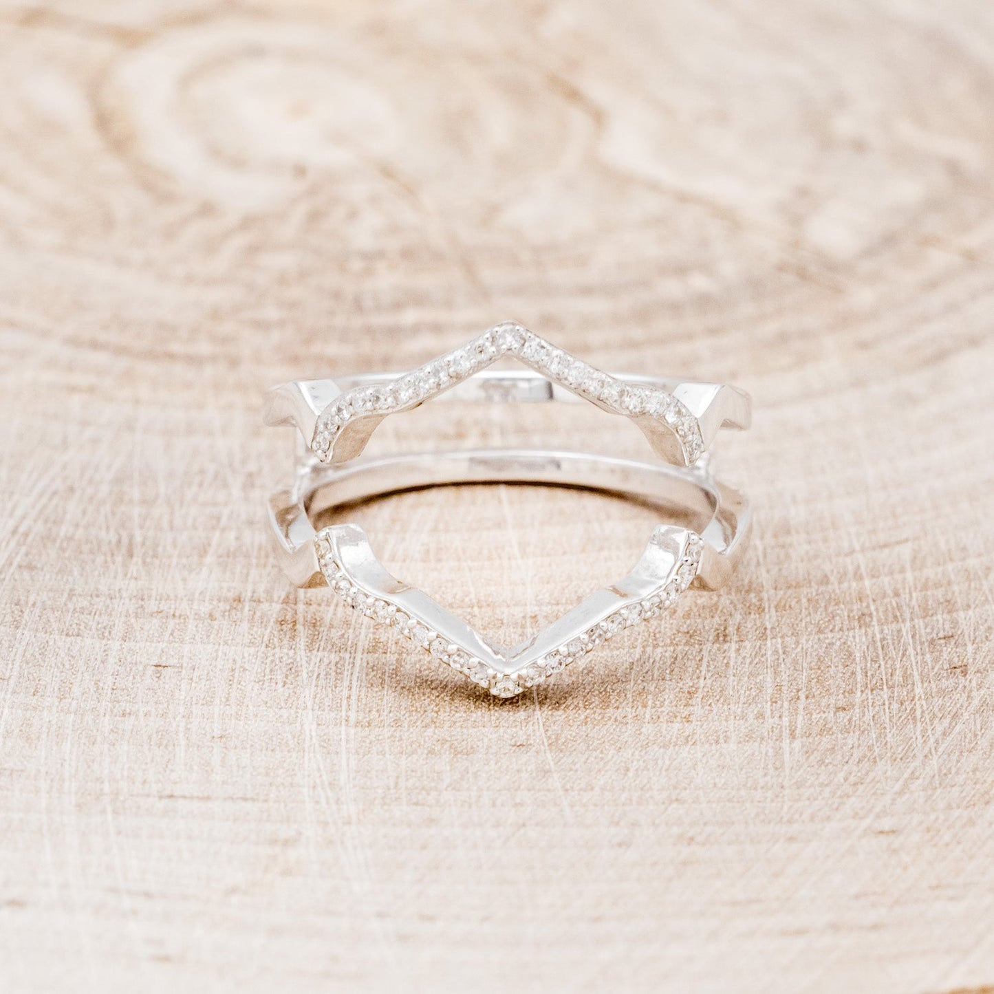"Lucy In The Sky" - Round Cut Moissanite Engagement Ring With Diamonds, Turquoise Inlays & A Diamond Tracer