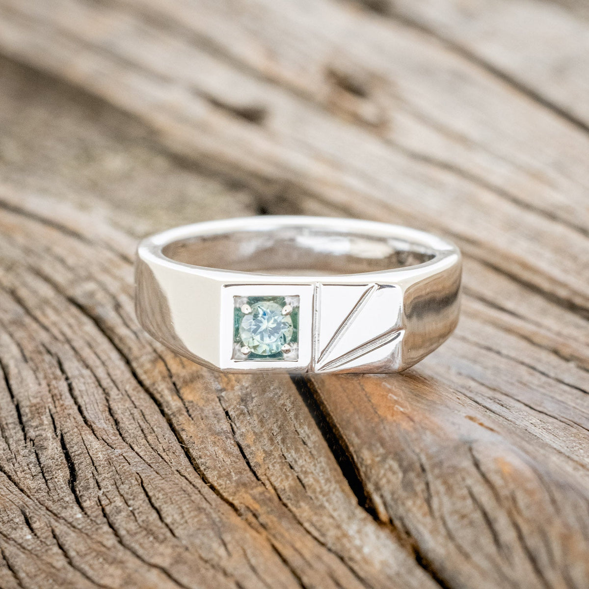 "Sylvan" - Flat Top Engagement Ring With Round Cut Stone