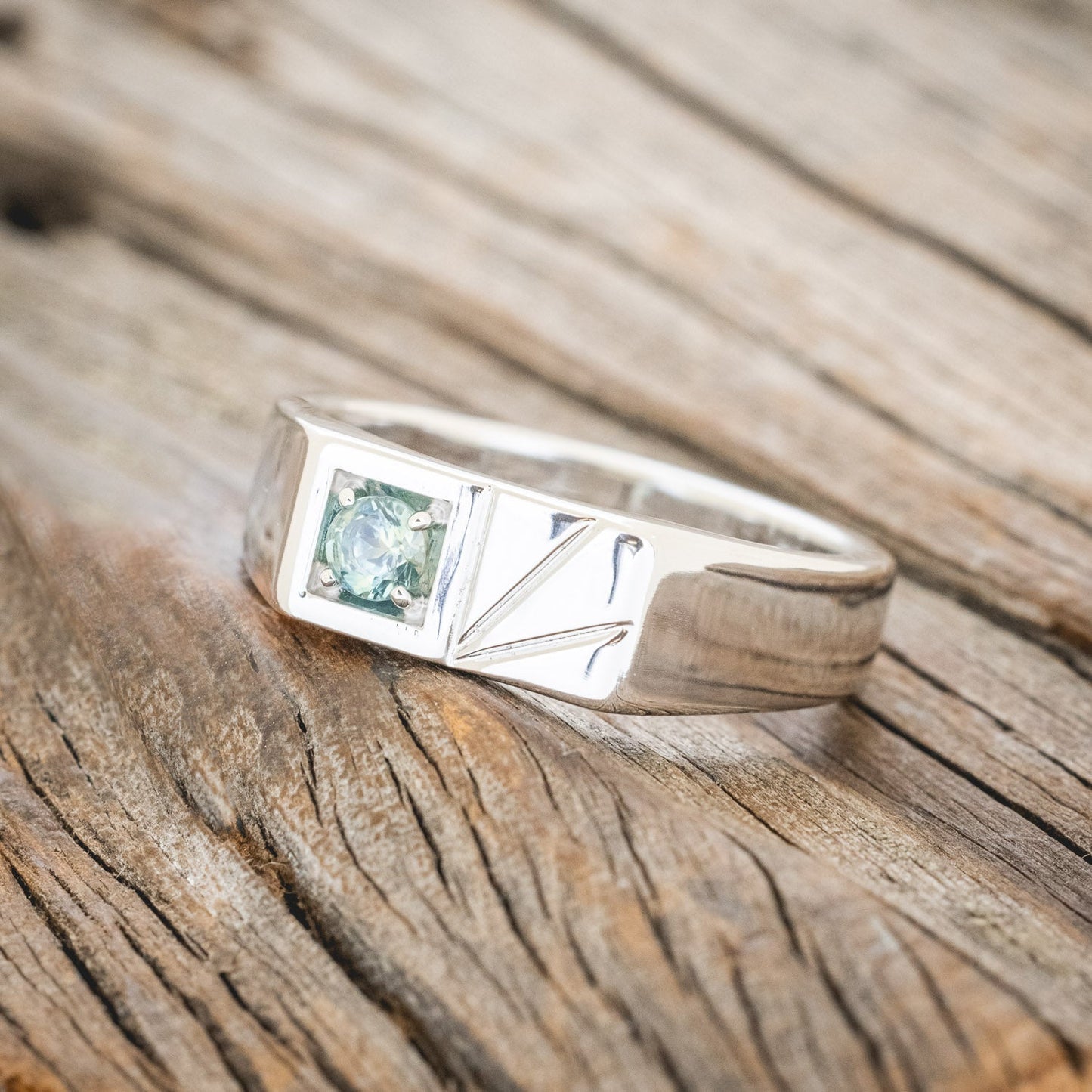 "Sylvan" - Flat Top Engagement Ring With Round Cut Stone
