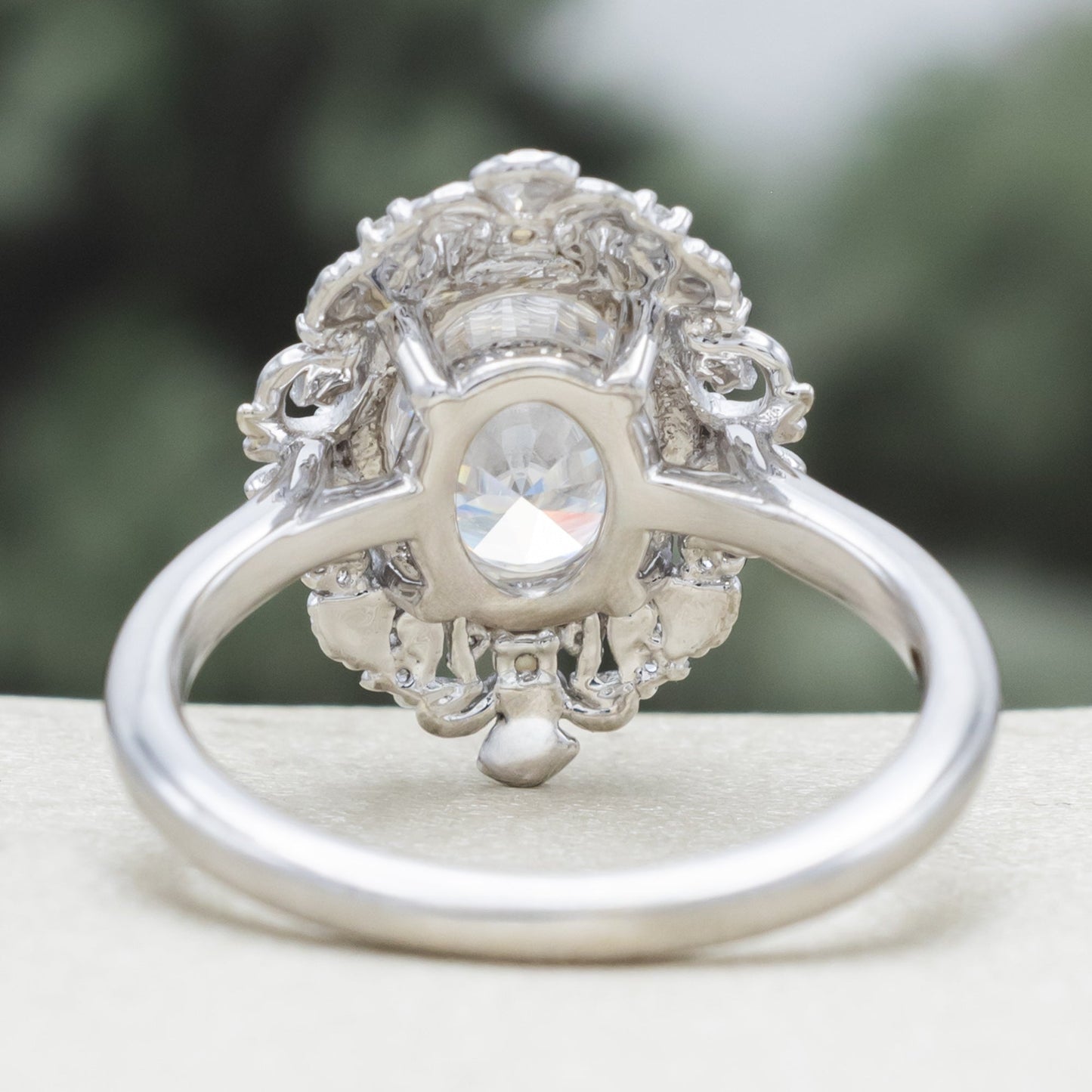 "Merrow" - Moissanite Engagement Ring With Pearl Accents And Diamond Tracer