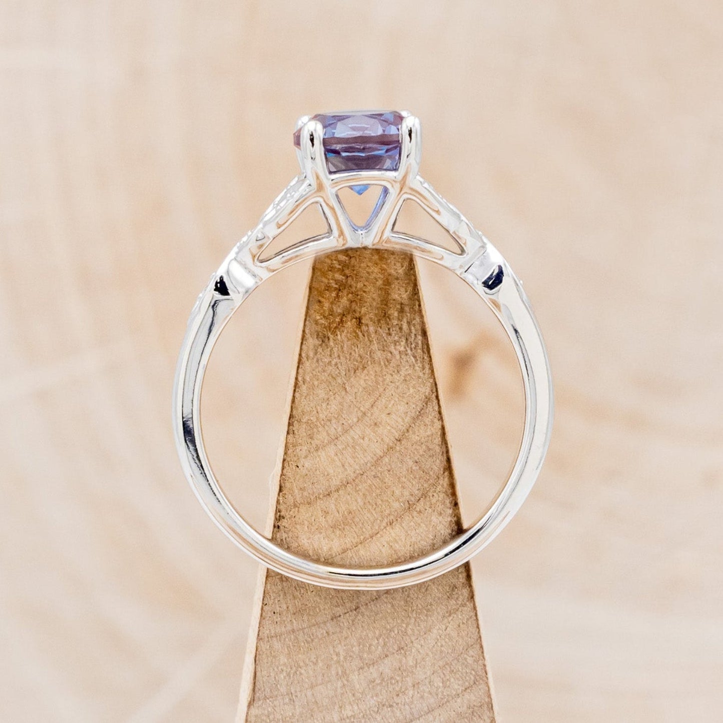 "Aife" - Celtic Knot Lab-Grown Alexandrite Engagement Ring With Diamond Accents & Tracer