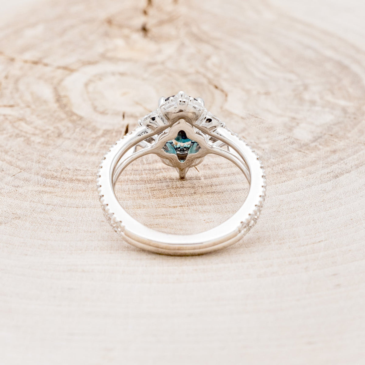 "North Star" - Lab-Grown Alexandrite Engagement Ring With Diamond Halo & Tracer