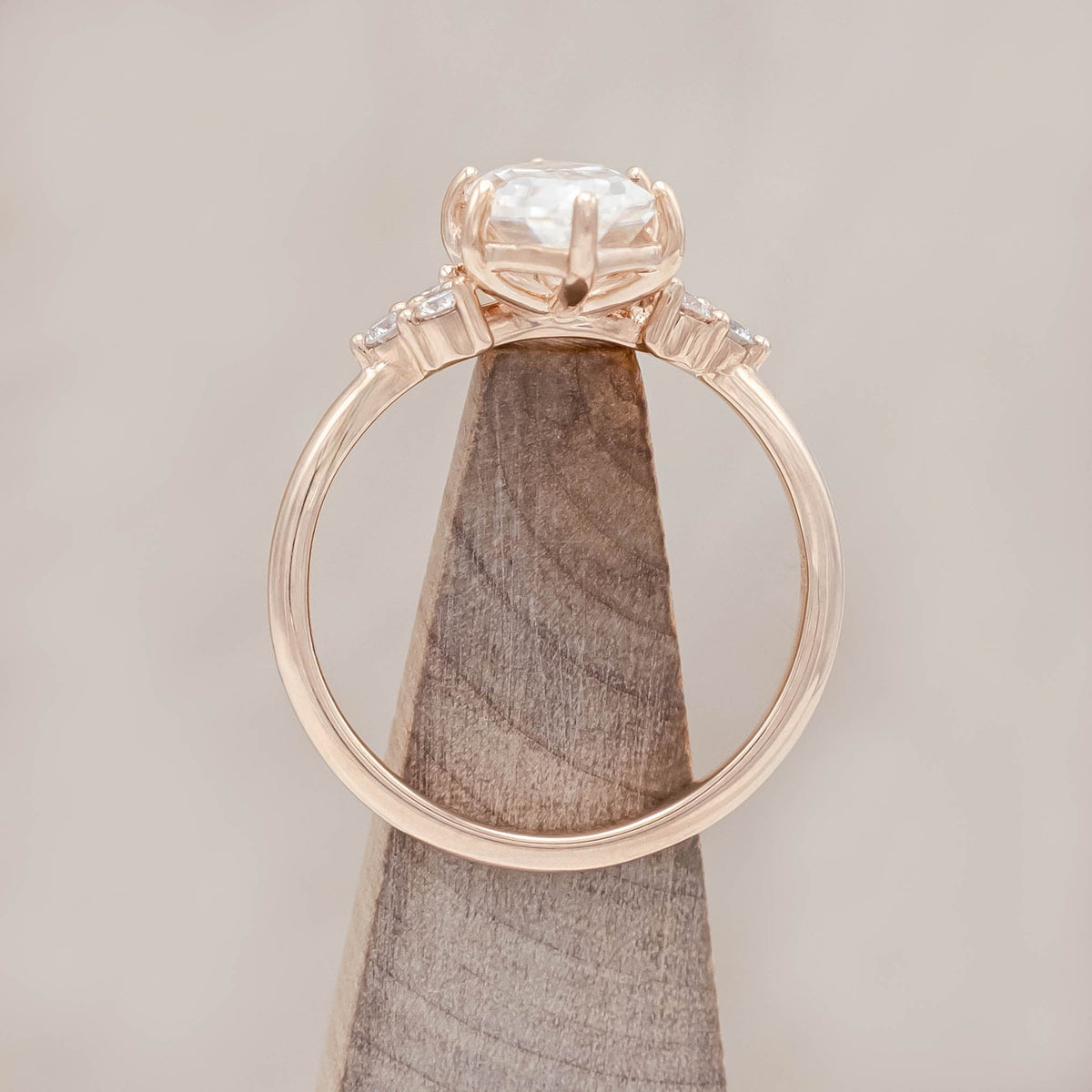 "Octavia" - Elongated Hexagon Cut Moissanite Engagement Ring With Diamond Accents