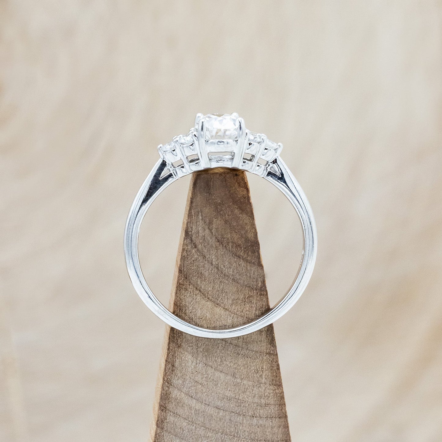 "Rhea" - Oval Cut Moissanite Engagement Ring With Diamond Accents