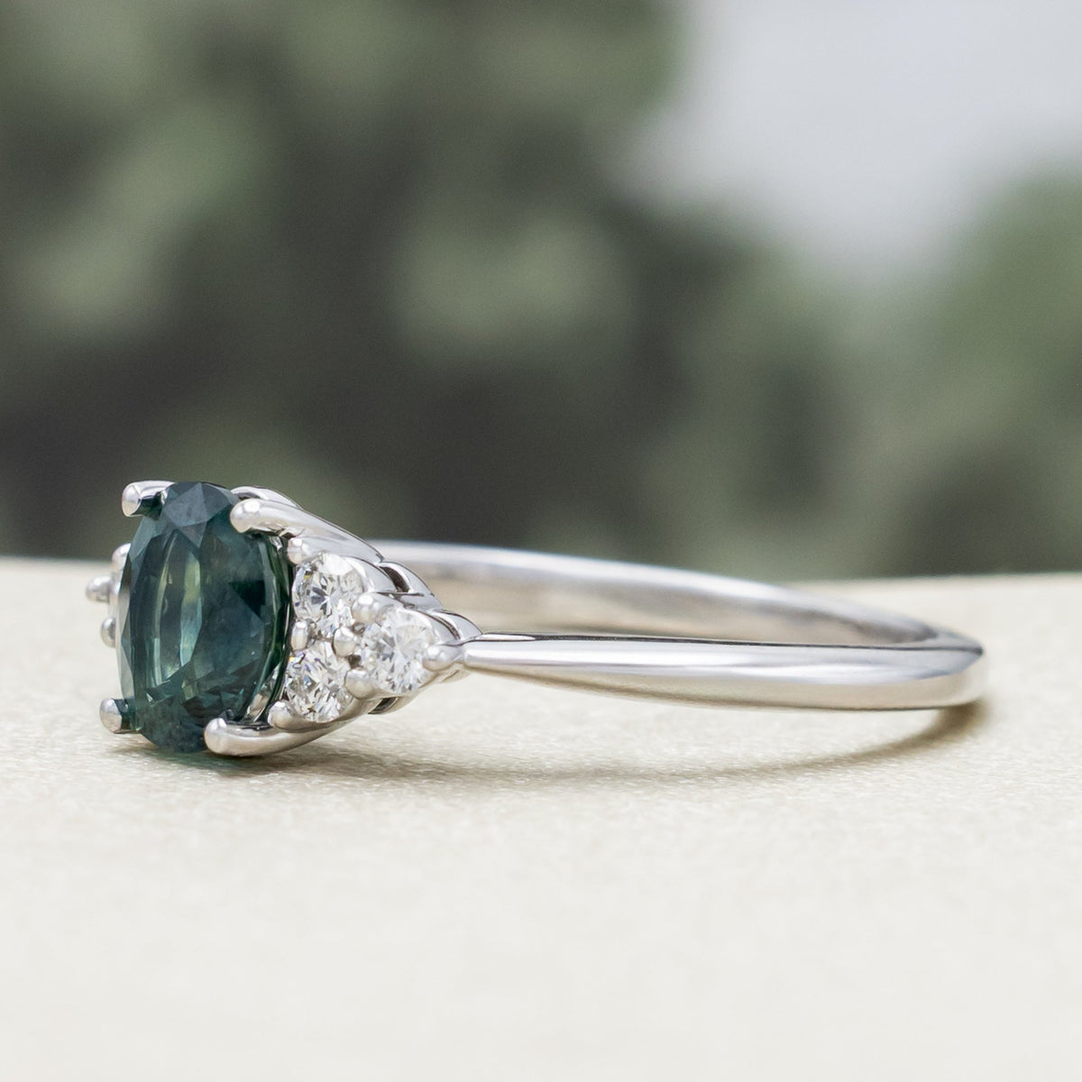 "Rhea" - Montana Sapphire Engagement Ring With Diamond Accents