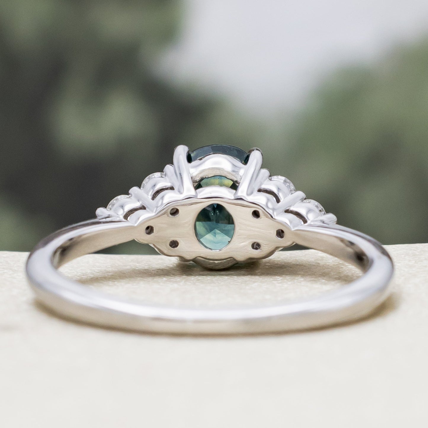 "Rhea" - Montana Sapphire Engagement Ring With Diamond Accents
