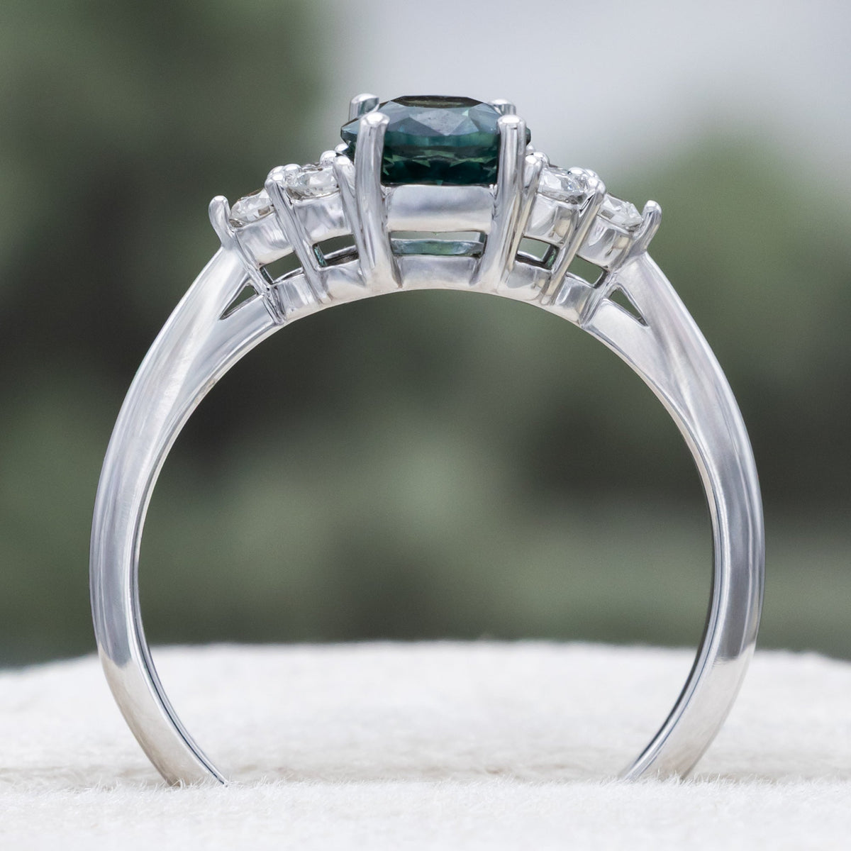 "Rhea" - Montana Sapphire Engagement Ring With Diamond Accents