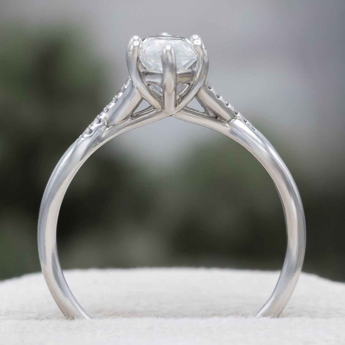 "Roslyn" - Marquise Cut Moissanite Engagement Ring With Diamond Accents