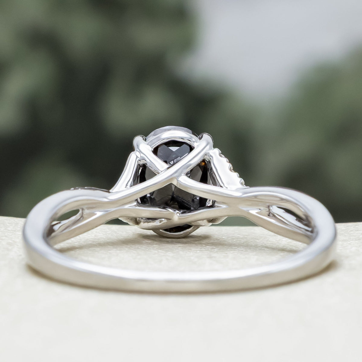 "Roslyn" - Salt & Pepper Diamond Engagement Ring With Diamond Accents