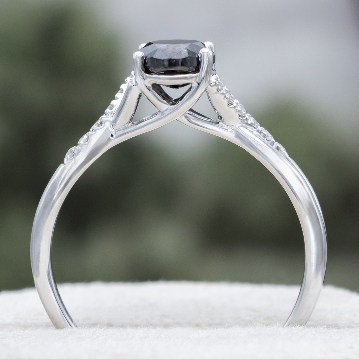 "Roslyn" - Salt & Pepper Diamond Engagement Ring With Diamond Accents