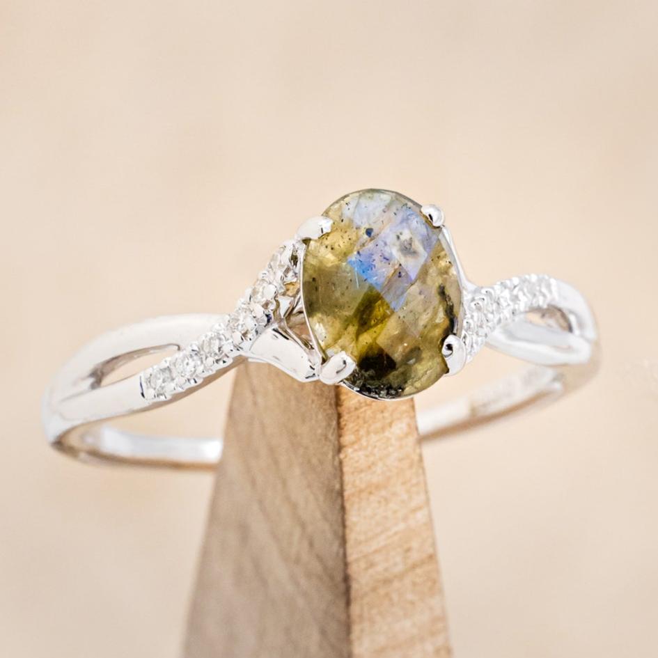 "Roslyn" - Labradorite Engagement Ring With Diamond Accents