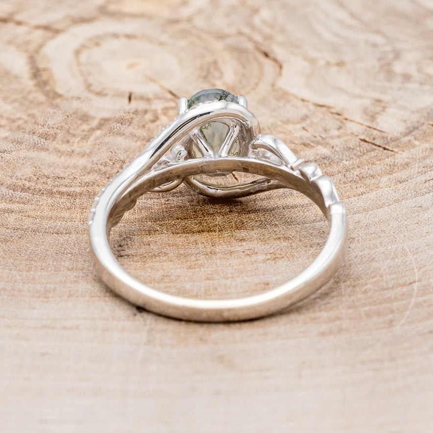 "Scarlet" - Oval Cut Moss Agate Engagement Ring With Diamond Accents
