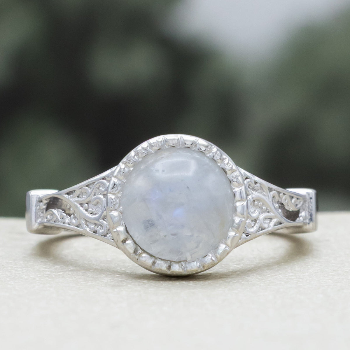"Selene" - Bezel-Set Moonstone Engagement Ring