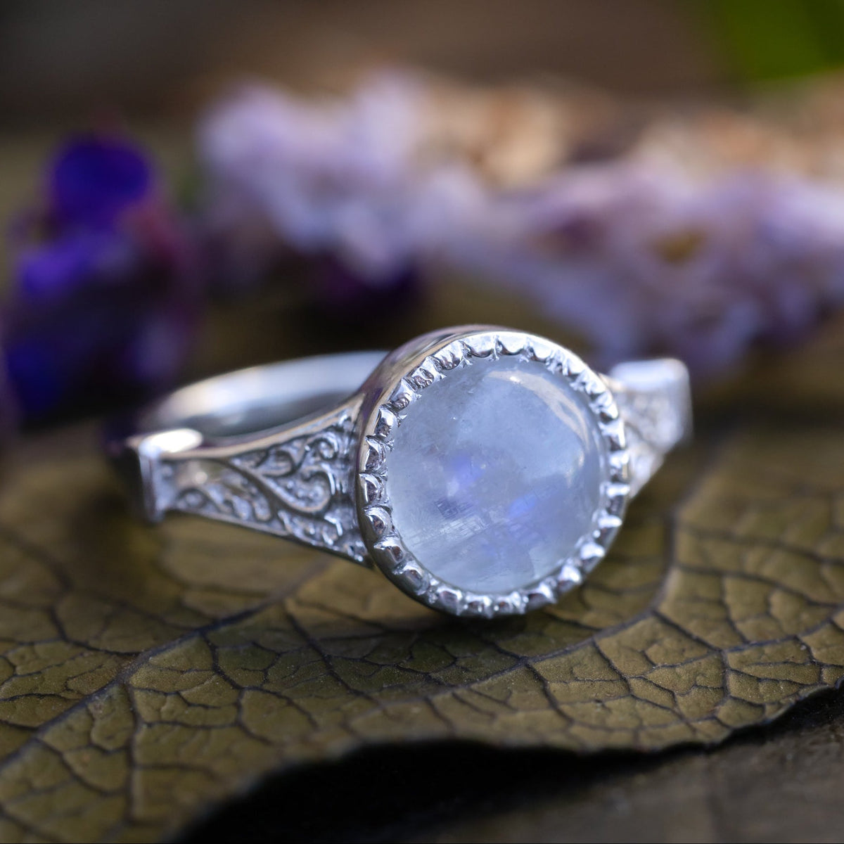 "Selene" - Bezel-Set Moonstone Engagement Ring