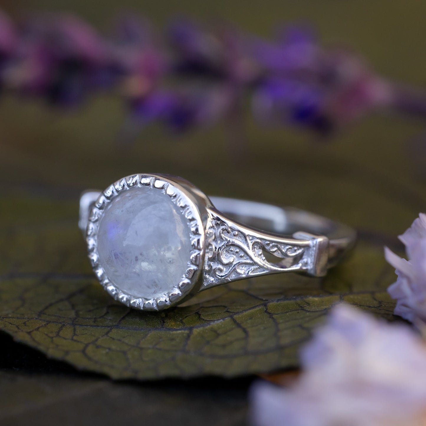 "Selene" - Bezel-Set Moonstone Engagement Ring