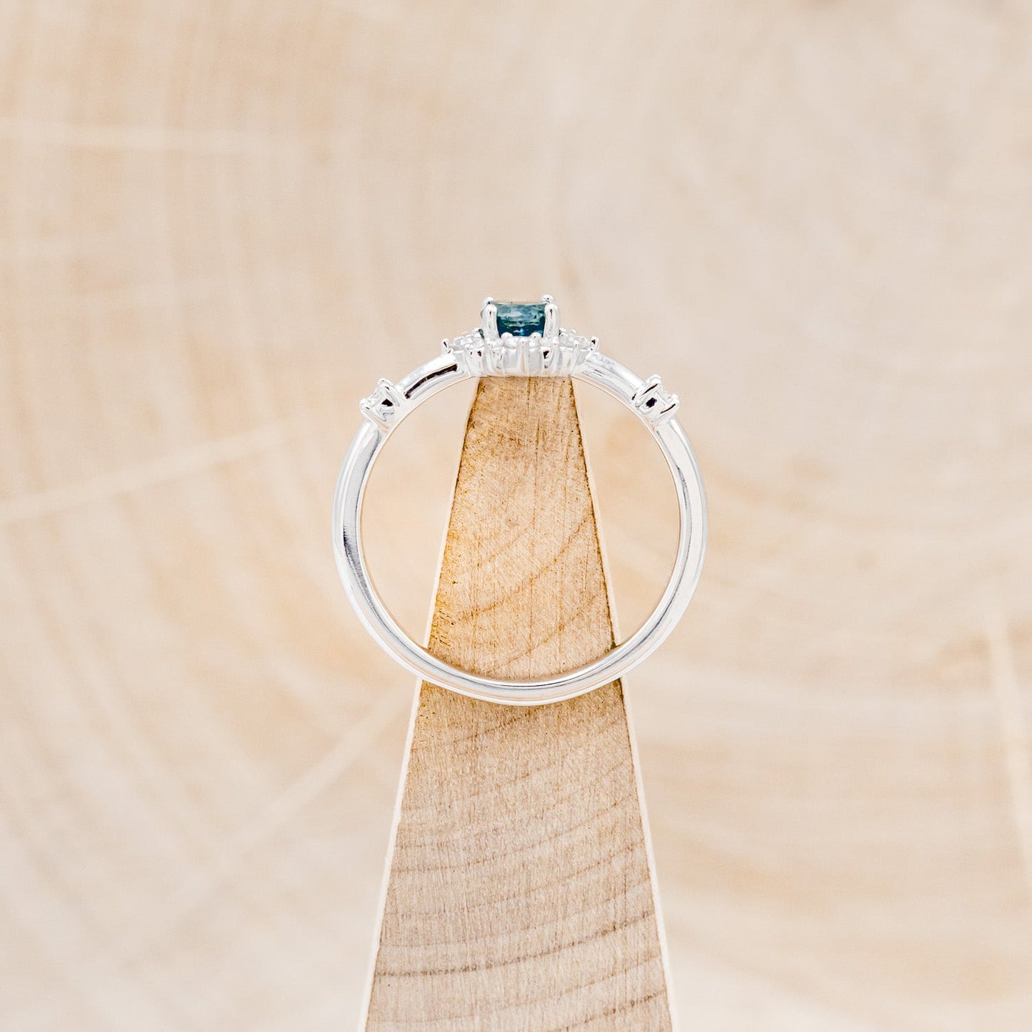 "Starla" - Round Cut Denim Montana Sapphire Starburst Engagement Ring