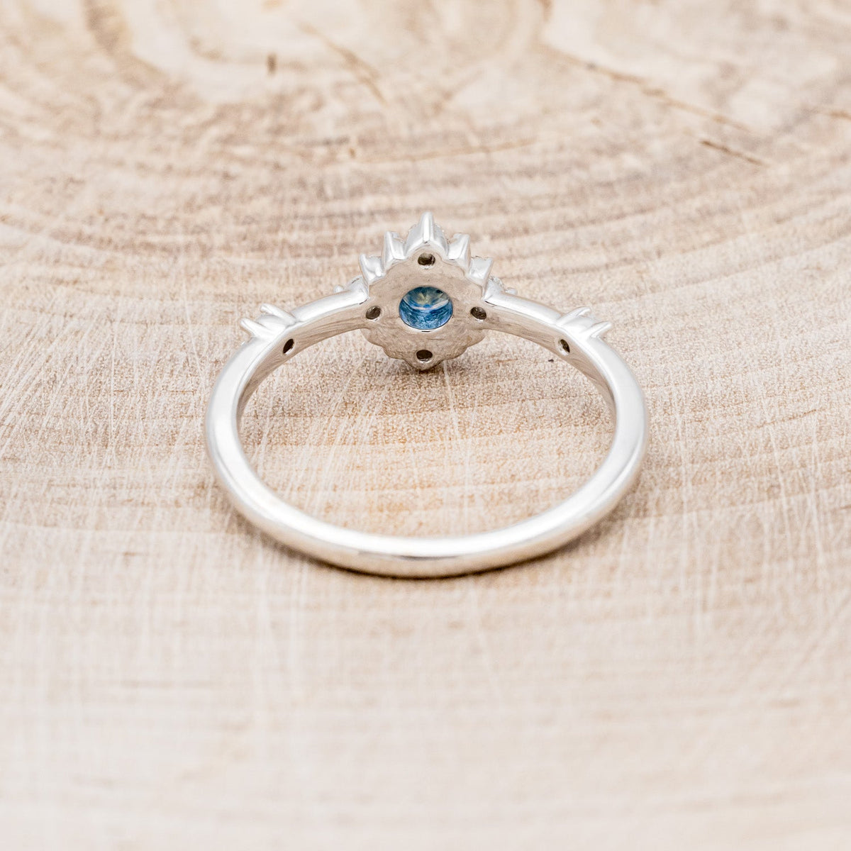 "Starla" - Round Cut Denim Montana Sapphire Starburst Engagement Ring