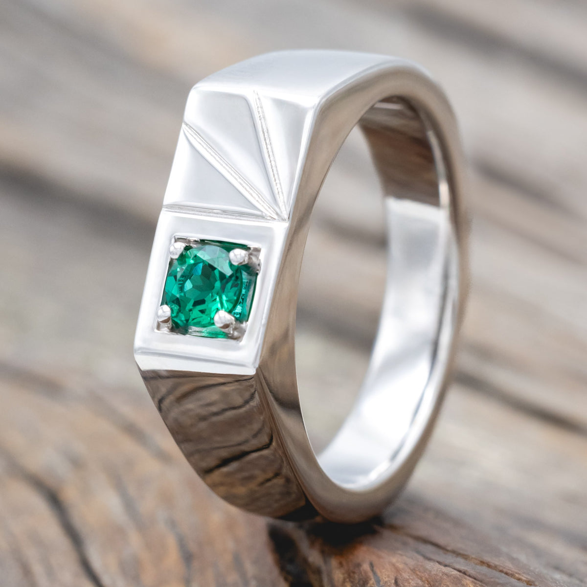 "Sylvan" - Flat Top Engagement Ring With Round Cut Stone