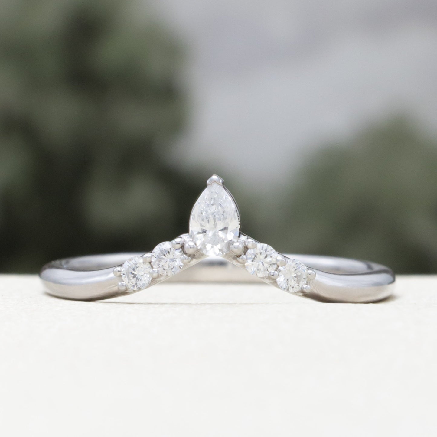 "Octavia" - Elongated Hexagon Cut Moissanite Engagement Ring With Diamond Accents