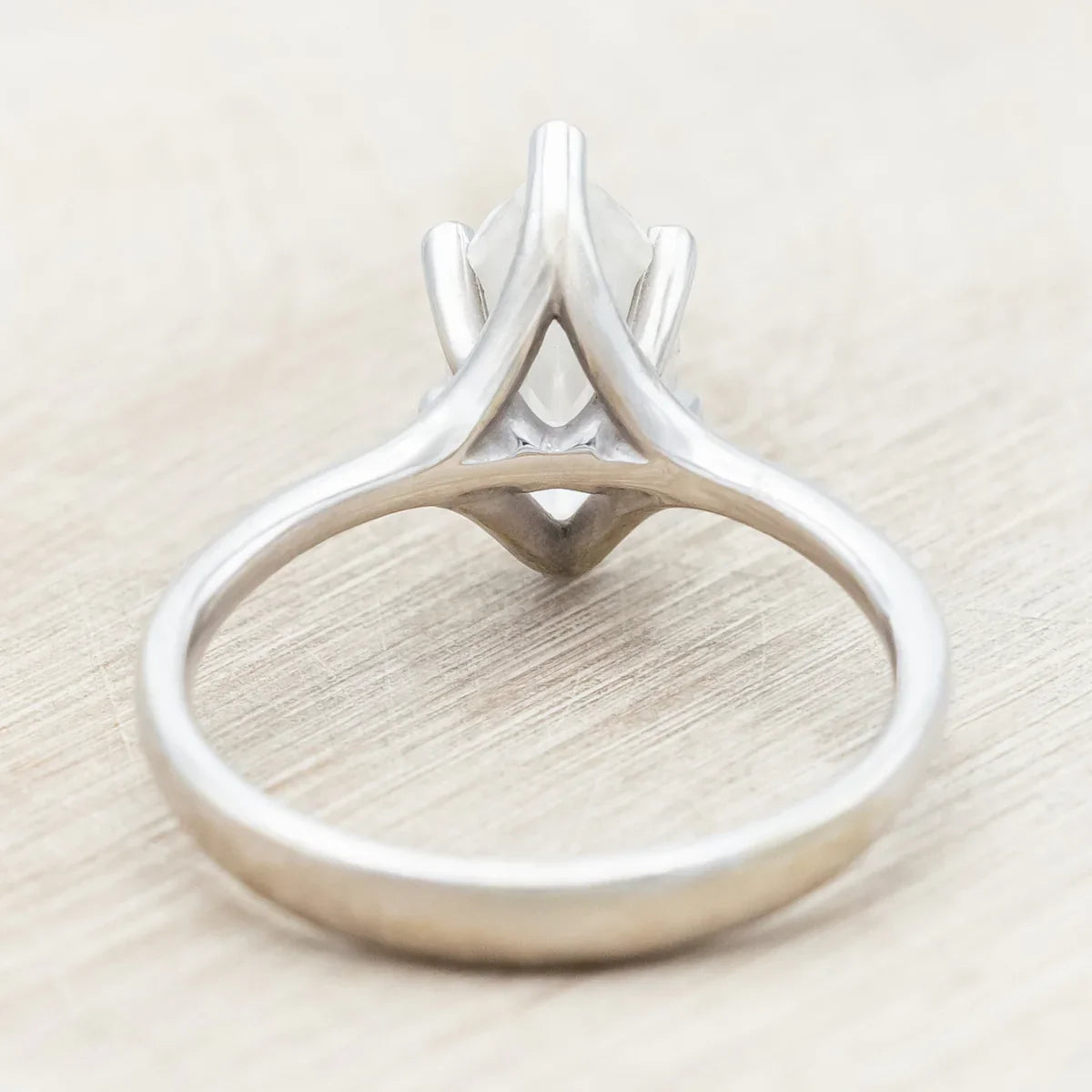 "Tulip" - Marquise Cut Moissanite Engagement Ring - 14K White Gold - Size 7 1/4