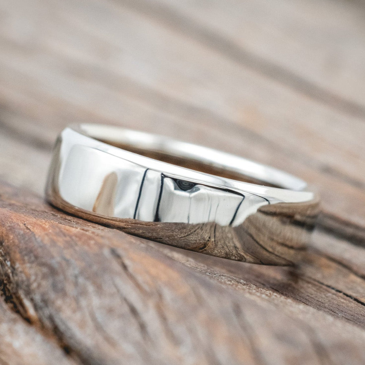 "Hyperion" - Whiskey Barrel Lined Wedding Band With Custom Finish