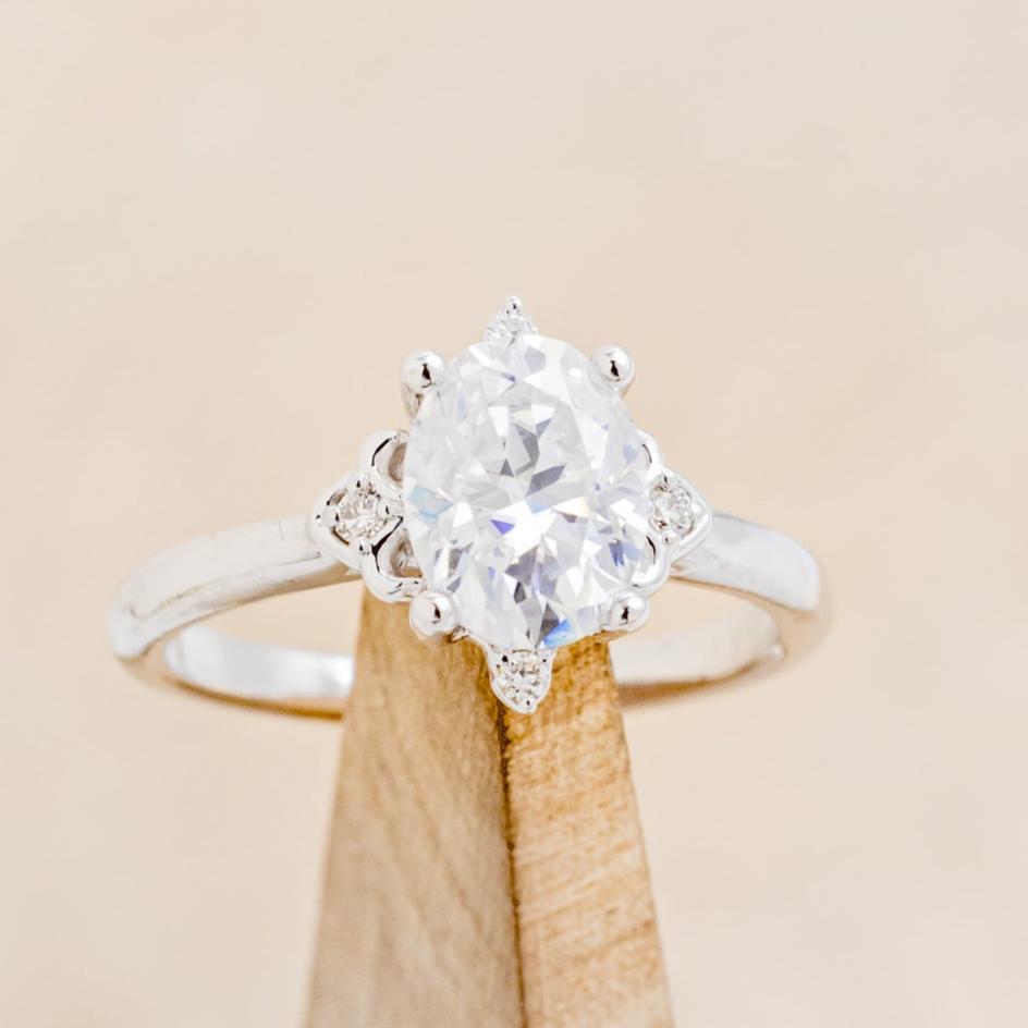 "Zella" - Oval Cut Moissanite Engagement Ring With Diamond Accents