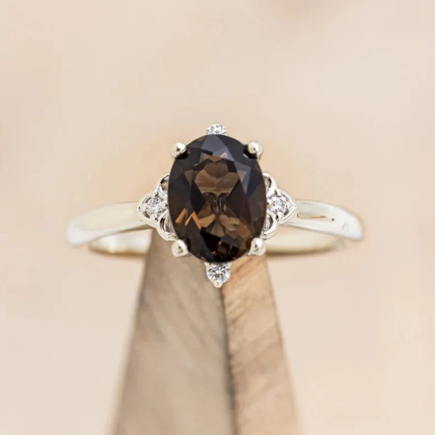 "Zella" - Smoky Quartz Engagement Ring With Diamond Accents