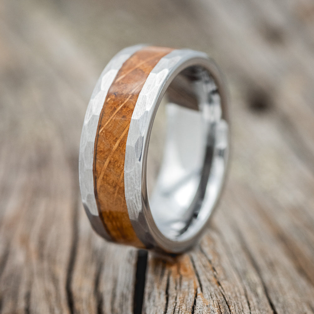 "Apollo" - Whiskey Barrel Wedding Band With Faceted Edges - Tungsten - Size 11 1/2