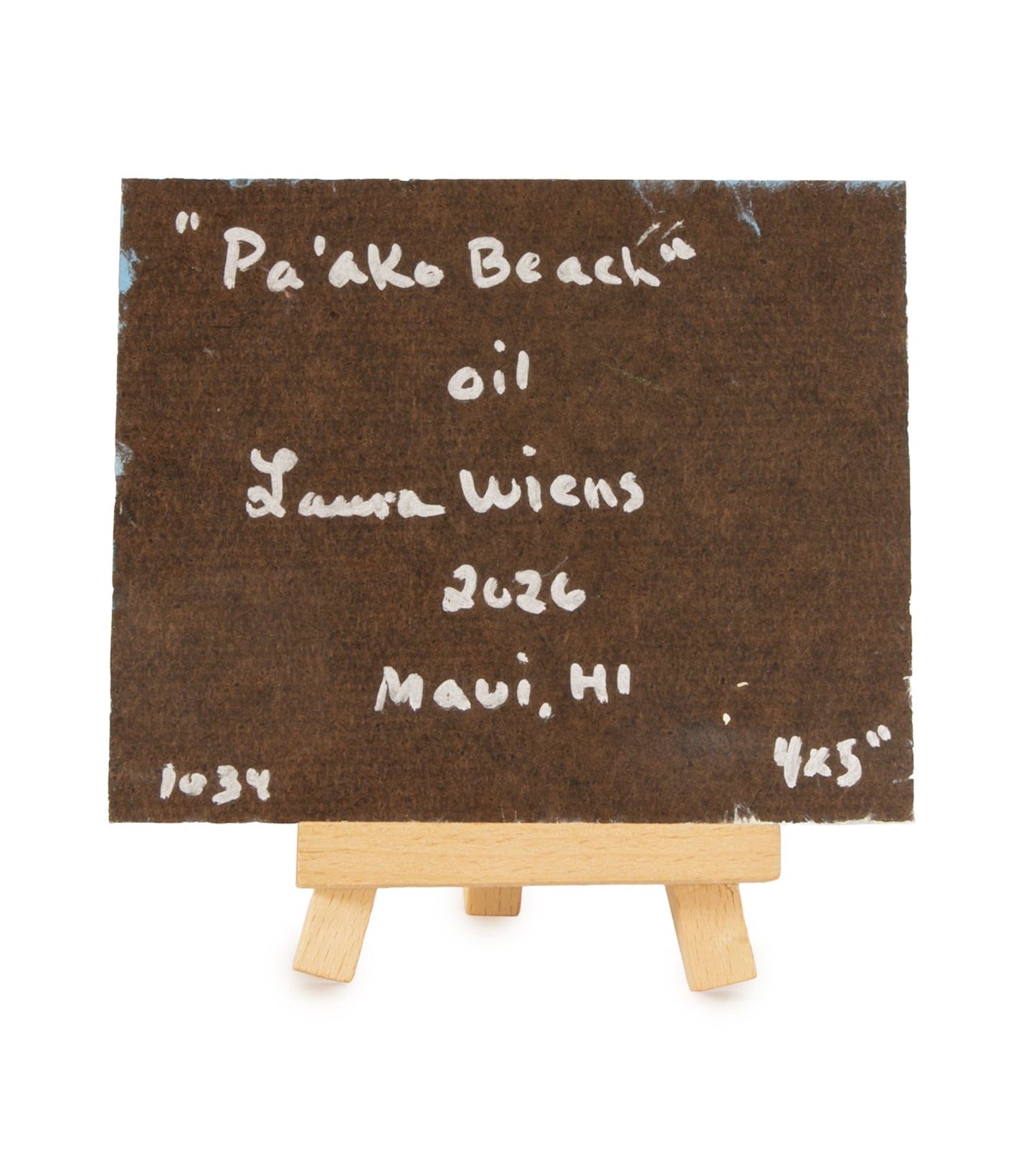 Original Oil Painting "Paʻako Beach 1034" with Table-top Easel by Laura Wiens