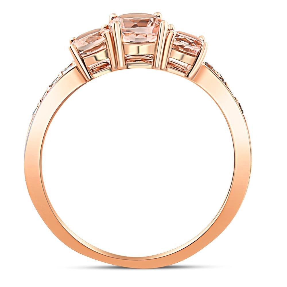 1ct Morganite & Diamond 3-Stone Ring 10k Rose Gold