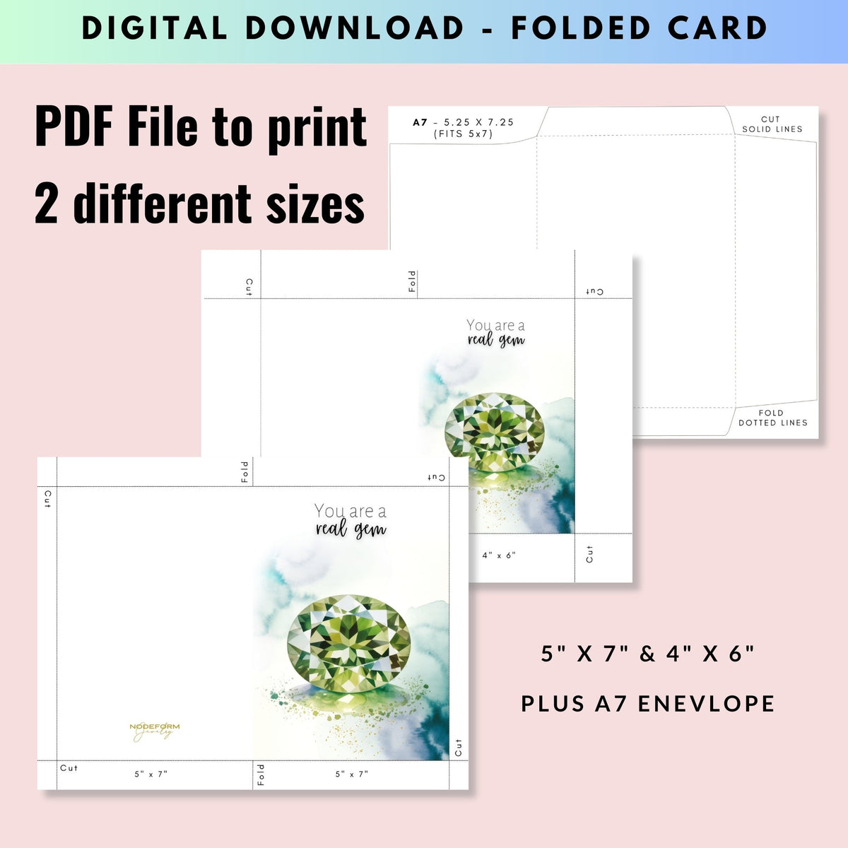 You are a real gem | Watercolor Oval Peridot Greeting Card