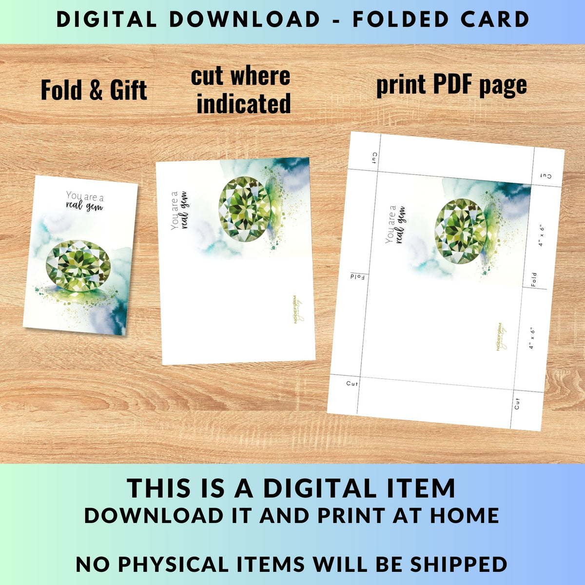 You are a real gem | Watercolor Oval Peridot Greeting Card