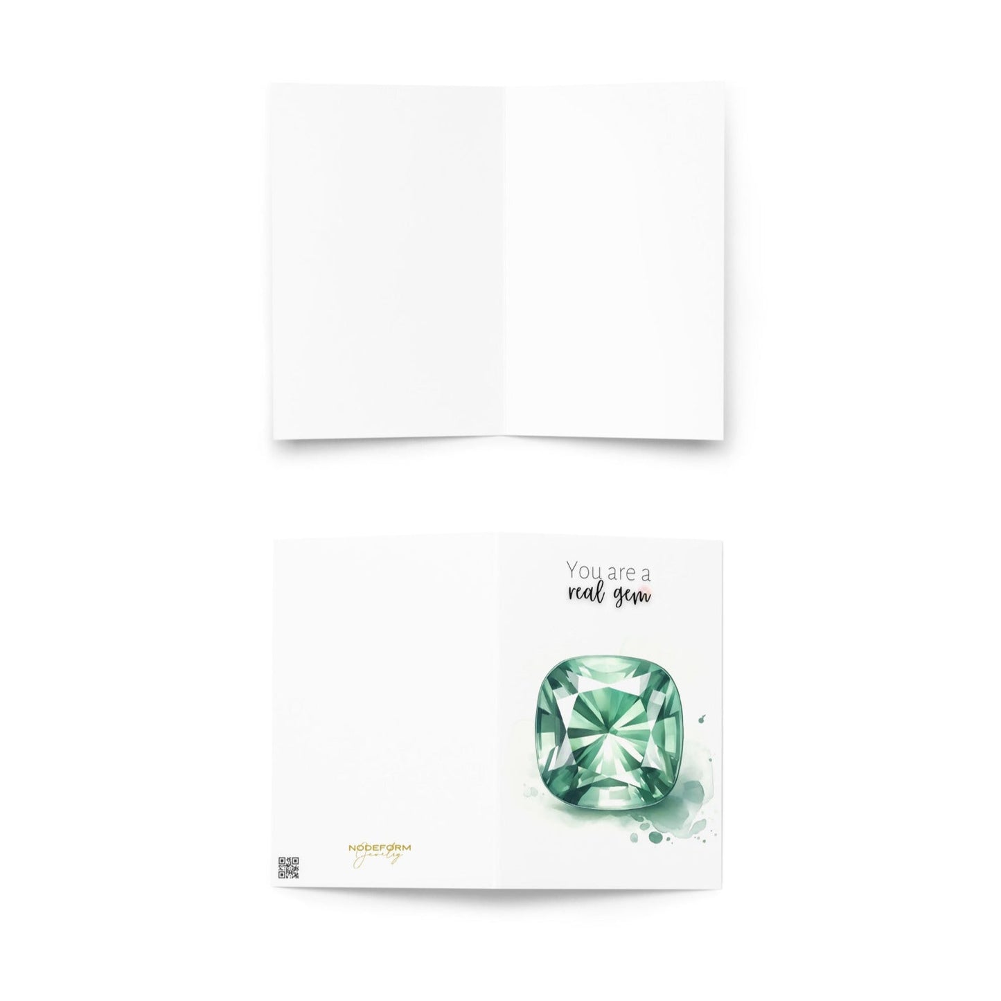 You are a real gem | Watercolor Cushion Green Sapphire Greeting Card