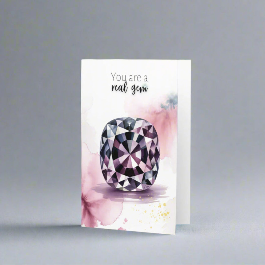 You are a real Gem | Watercolor Cushion Purple Spinel Folded Card