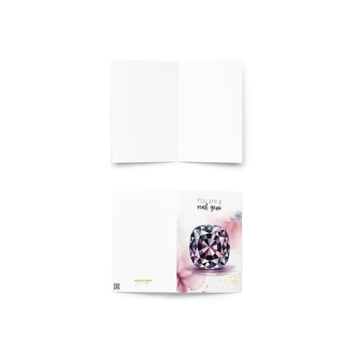 You are a real Gem | Watercolor Cushion Purple Spinel Folded Card