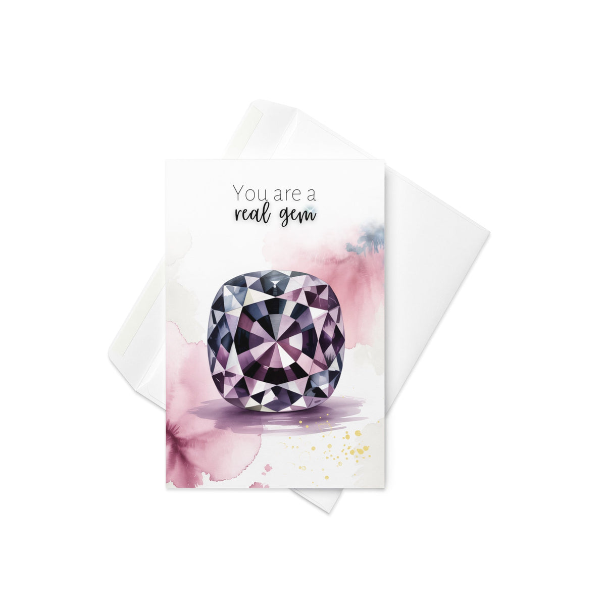 You are a real Gem | Watercolor Cushion Purple Spinel Folded Card