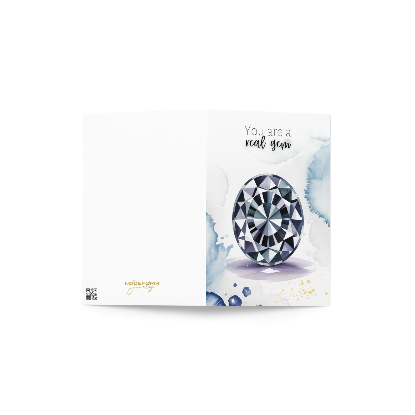 You are a real Gem | Watercolor Oval Blue Spinel Folded Card