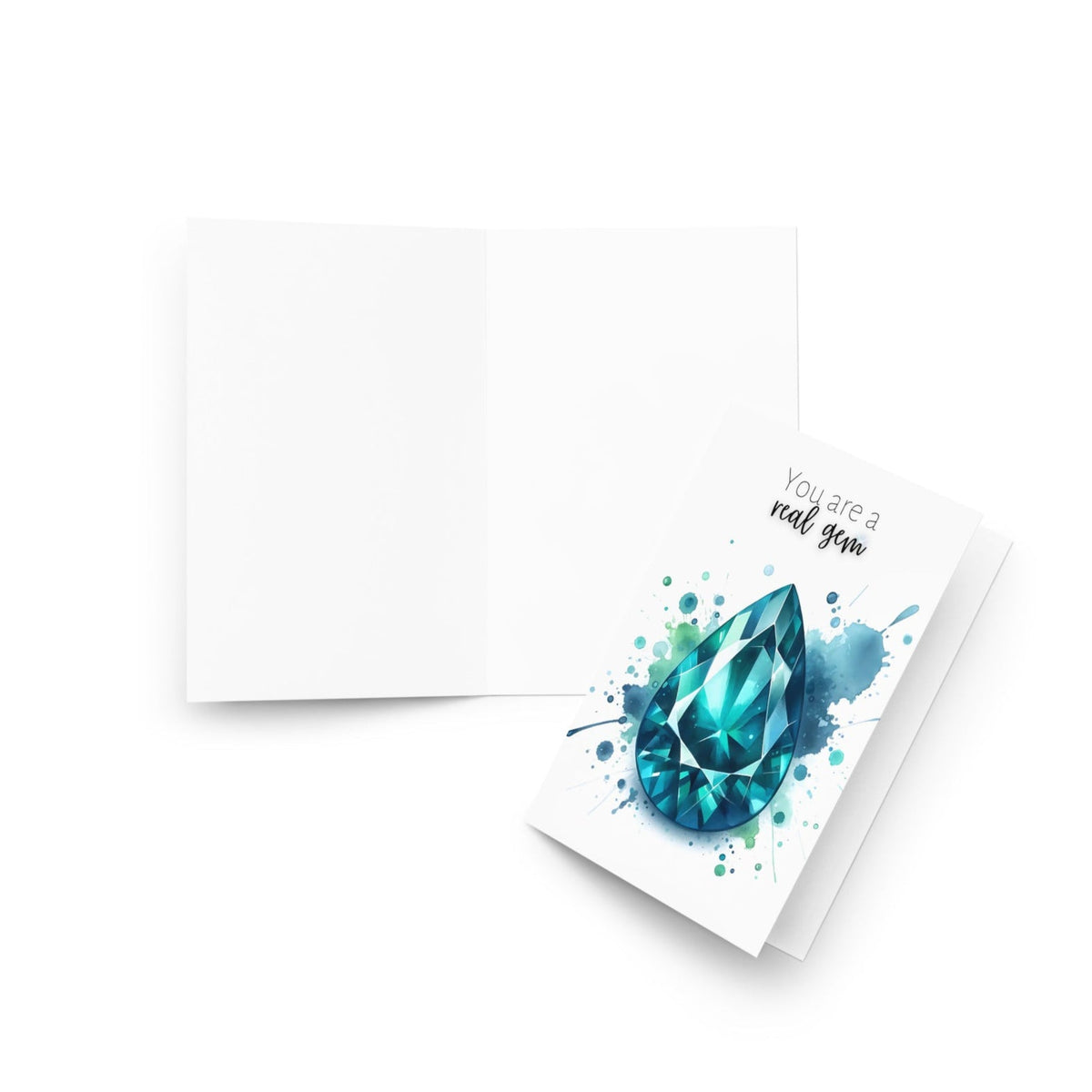 Watercolor Pear Teal Sapphire You are a Real Gem Greeting Card