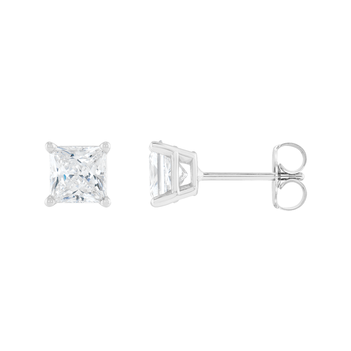 Princess-Cut Diamond Stud Earrings