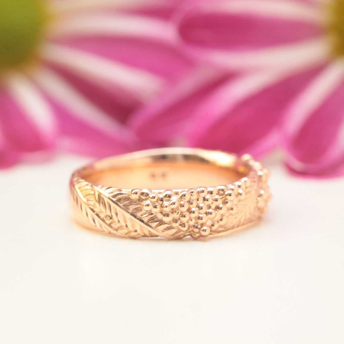Wide Wattle Leaf Wedding Ring