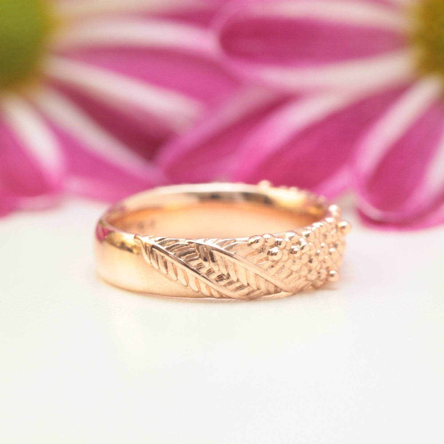Wide Wattle Leaf Wedding Ring