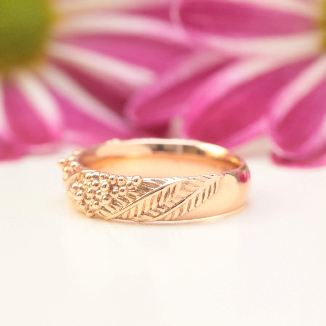 Wattle Leaf Wedding Ring Set