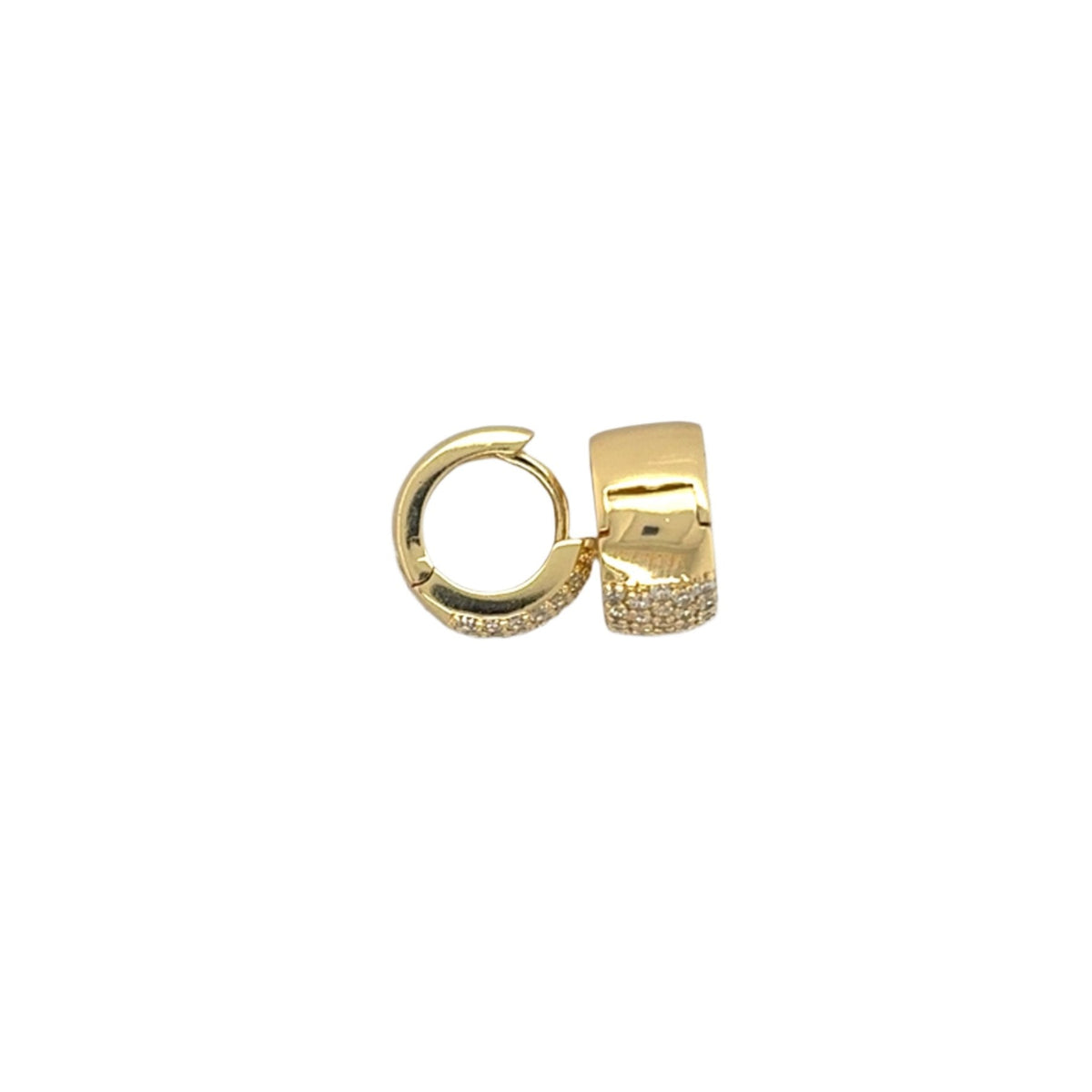Wide Shiny Gold Huggie Earrings